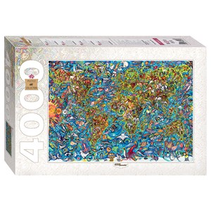 Step Puzzle (85407) - "Verworrene Weltkarte" - 4000 Teile Puzzle