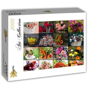 Grafika (T-00520) - "Collage, Blumen" - 2000 Teile Puzzle