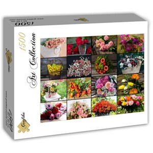 Grafika (T-00521) - "Collage, Blumen" - 1500 Teile Puzzle