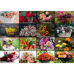 Grafika (T-00521) - "Collage, Blumen" - 1500 Teile Puzzle