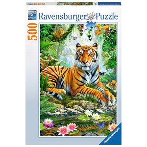Ravensburger (14742) - "Tiger im Urwald" - 500 Teile Puzzle