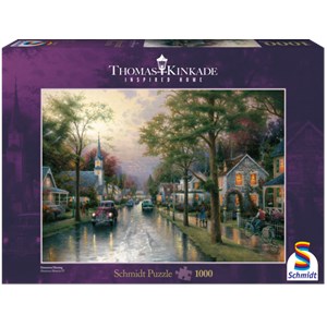 Schmidt Spiele (58441) - Thomas Kinkade: "Morgen in der kleinen Stadt" - 1000 Teile Puzzle