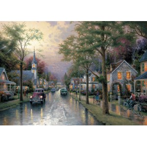 Schmidt Spiele (58441) - Thomas Kinkade: "Morgen in der kleinen Stadt" - 1000 Teile Puzzle