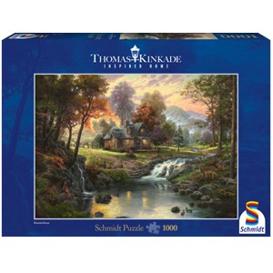 Schmidt Spiele (58445) - Thomas Kinkade: "Holzhaus am Bach" - 1000 Teile Puzzle