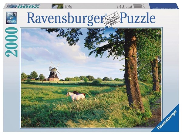 Ravensburger (16635) - "Pferde vor Windmühle" - 2000 Teile Puzzle