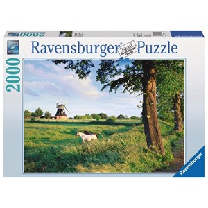 Ravensburger (16635) - "Pferde vor Windmühle" - 2000 Teile Puzzle