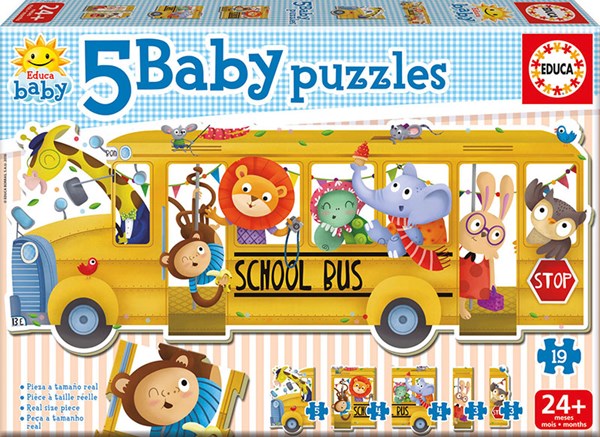 Educa (17575) - "Schulbus" - 3 4 5 Teile Puzzle