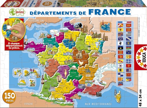 Educa (14957) - "Departments of France" - 150 Teile Puzzle