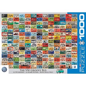 Eurographics (6000-0783) - "VW, Bunte Bulli Welt" - 1000 Teile Puzzle