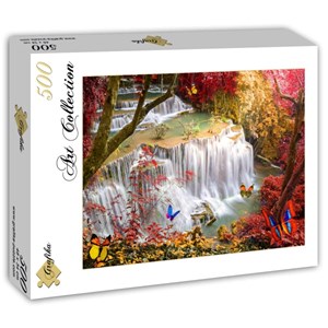 Grafika (T-00680) - "Deep Forest Waterfall" - 500 Teile Puzzle