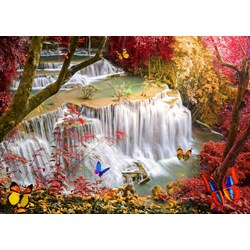 Grafika (T-00680) - "Deep Forest Waterfall" - 500 Teile Puzzle