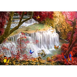 Grafika (02673) - "Deep Forest Waterfall" - 1000 Teile Puzzle