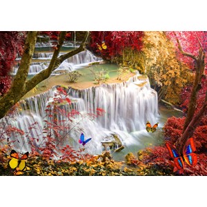 Grafika (02673) - "Deep Forest Waterfall" - 1000 Teile Puzzle