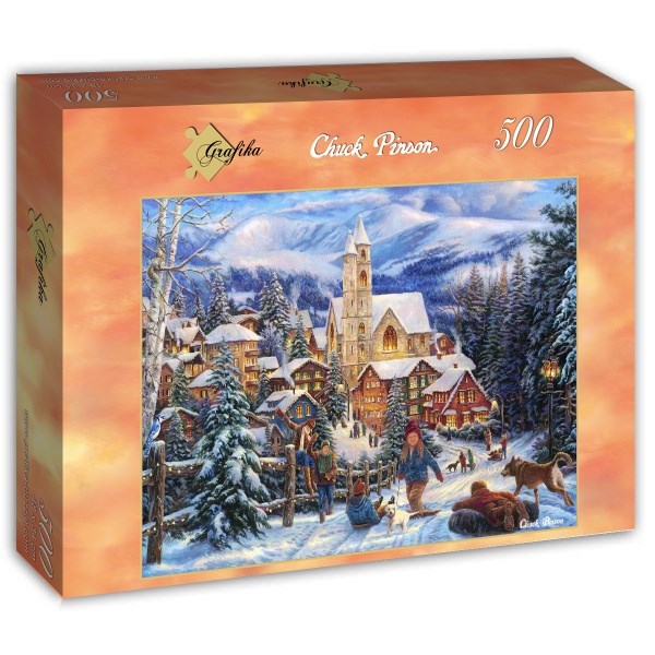 Grafika (T-00725) - Chuck Pinson: "Sledding To Town" - 500 Teile Puzzle