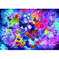 Grafika (02719) - "Bunte Blumen und Schmetterlinge" - 1000 Teile Puzzle