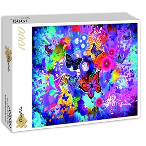 Grafika (02719) - "Bunte Blumen und Schmetterlinge" - 1000 Teile Puzzle