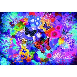 Grafika Kids (02013) - "Bunte Blumen und Schmetterlinge" - 100 Teile Puzzle