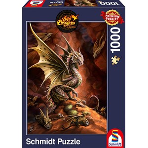 Schmidt Spiele (58309) - Anne Stokes: "Drache der Wüste" - 1000 Teile Puzzle