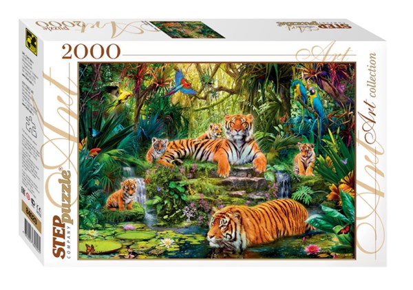 Step Puzzle (84020) - "Tigers in the jungle" - 2000 Teile Puzzle