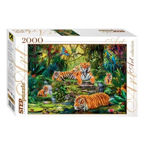 Step Puzzle (84020) - "Tigers in the jungle" - 2000 Teile Puzzle