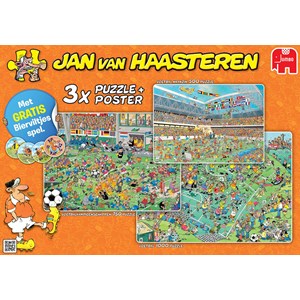 Jumbo (19004) - Jan van Haasteren: "Fussball 3 in 1" - 500 750 1000 Teile Puzzle