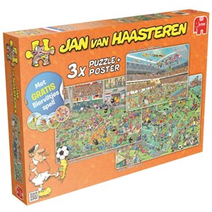 Jumbo (19004) - Jan van Haasteren: "Fussball 3 in 1" - 500 750 1000 Teile Puzzle