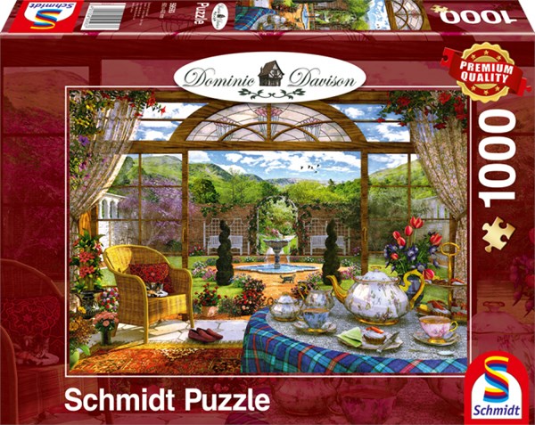Schmidt Spiele (59593) - Dominic Davison: "Blick aus dem Wintergarten" - 1000 Teile Puzzle