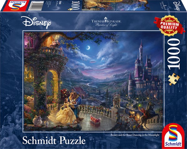 Schmidt Spiele (59484) - Thomas Kinkade: "Die Schöne und das Biest, Tanz im Mondlicht" - 1000 Teile Puzzle