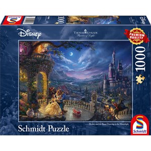 Schmidt Spiele (59484) - Thomas Kinkade: "Die Schöne und das Biest, Tanz im Mondlicht" - 1000 Teile Puzzle