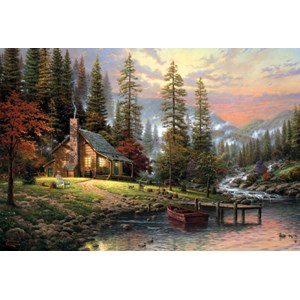 Schmidt Spiele (58455) - Thomas Kinkade: "Haus in den Bergen" - 500 Teile Puzzle