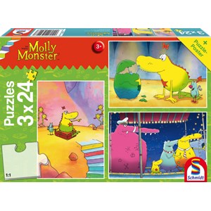 Schmidt Spiele (56226) - "Unterwegs mit Molly Monster" - 24 Teile Puzzle