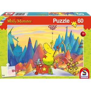 Schmidt Spiele (56229) - "Molly Monster auf Reisen" - 60 Teile Puzzle