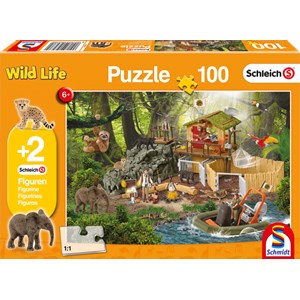 Schmidt Spiele (56238) - "Forschungsstation Croco" - 100 Teile Puzzle