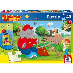 Schmidt Spiele (56262) - "Benjamin Blümchen Kinderpuzzle mit Turnbeutel" - 40 Teile Puzzle
