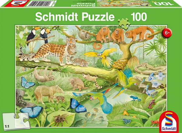 Schmidt Spiele (56250) - "Tiere im Regenwald" - 100 Teile Puzzle