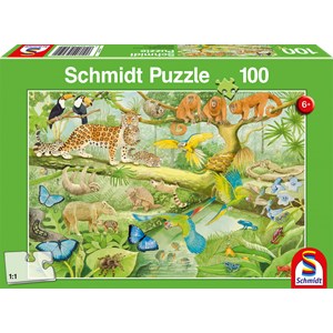 Schmidt Spiele (56250) - "Tiere im Regenwald" - 100 Teile Puzzle