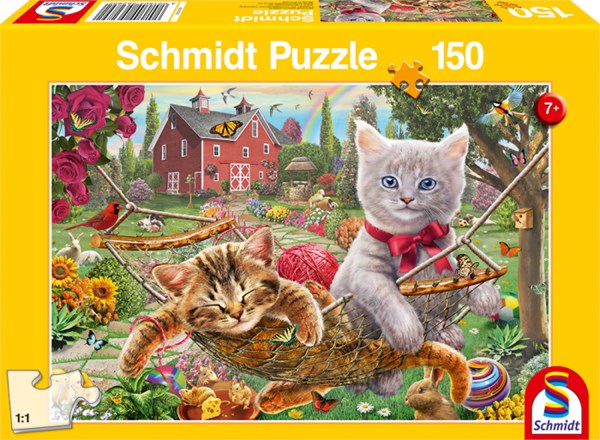 Schmidt Spiele (56289) - "Kätzchen im Garten" - 150 Teile Puzzle