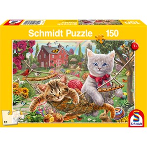 Schmidt Spiele (56289) - "Kätzchen im Garten" - 150 Teile Puzzle