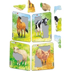 Larsen (V1) - "Animal Drawings. Horse, Cow, Sheep, Pig" - 5 Teile Puzzle