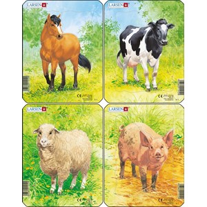Larsen (V1) - "Animal Drawings. Horse, Cow, Sheep, Pig" - 5 Teile Puzzle