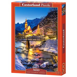 Castorland (B-53063) - "Ramsauer Pfarrkirche bei Dämmerung" - 500 Teile Puzzle