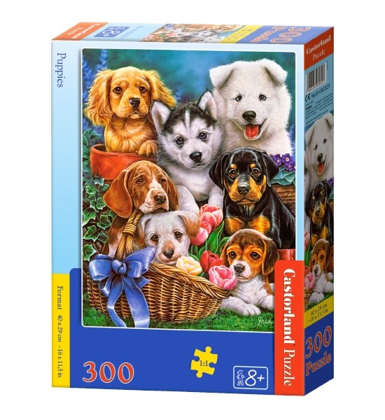 Castorland (B-030323) - "Ein Korb voll Welpen" - 300 Teile Puzzle