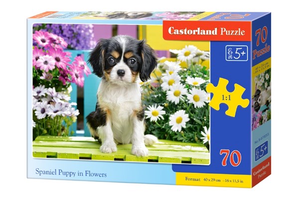 Castorland (B-070053) - "Spaniel Puppy in Flowers" - 70 Teile Puzzle