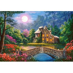 Castorland (C-104208) - "Idyllisches Haus im Mondglanz" - 1000 Teile Puzzle