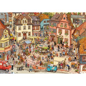 Heye (29884) - Doro Göbel: "Auf dem Marktplatz" - 1000 Teile Puzzle