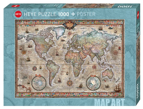 Heye (29871) - Rajko Zigic: "Retro Weltkarte" - 1000 Teile Puzzle