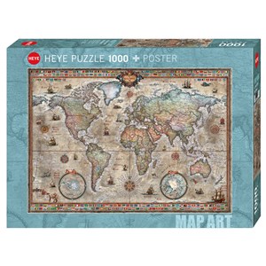 Heye (29871) - Rajko Zigic: "Retro Weltkarte" - 1000 Teile Puzzle