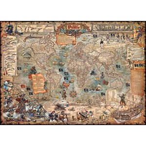 Heye (29847) - Rajko Zigic: "Weltkarte der Piraten" - 2000 Teile Puzzle