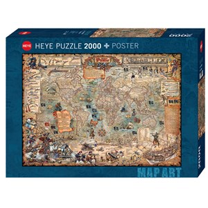 Heye (29847) - Rajko Zigic: "Weltkarte der Piraten" - 2000 Teile Puzzle