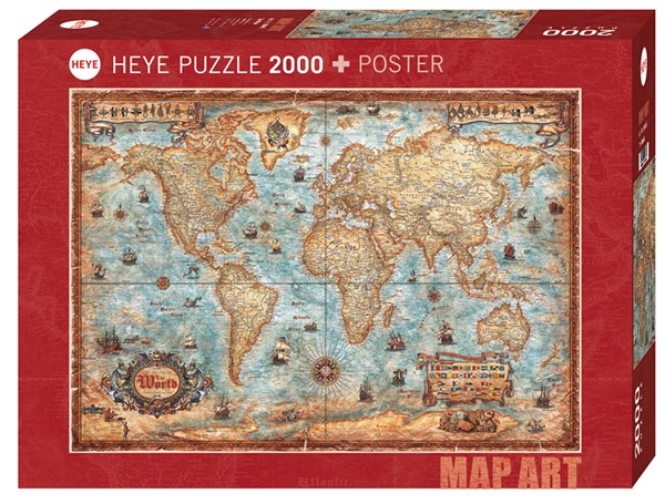Heye (29845) - Rajko Zigic: "Historische Weltkarte" - 2000 Teile Puzzle